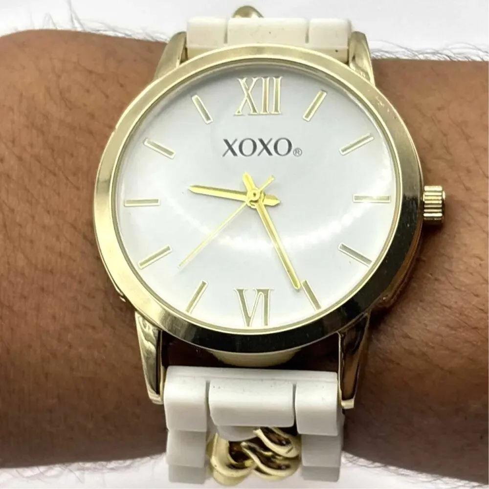 White & Gold XOXO Men's Watch